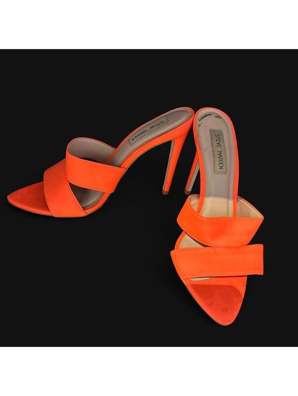 Steve Madden Neon Orange Stiletto Mule Heels